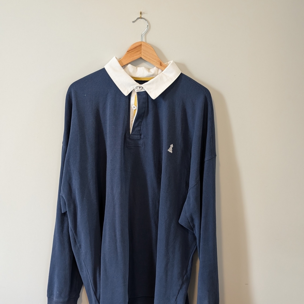 Chubbies Navy Long Sleeve Polo with White Collar